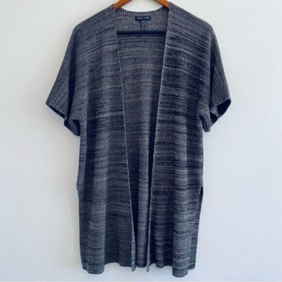 Eileen Fisher Knit Tencel Kimono Cardigan Womens Small / Medium Black Gray $298 - Picture 2 of 14